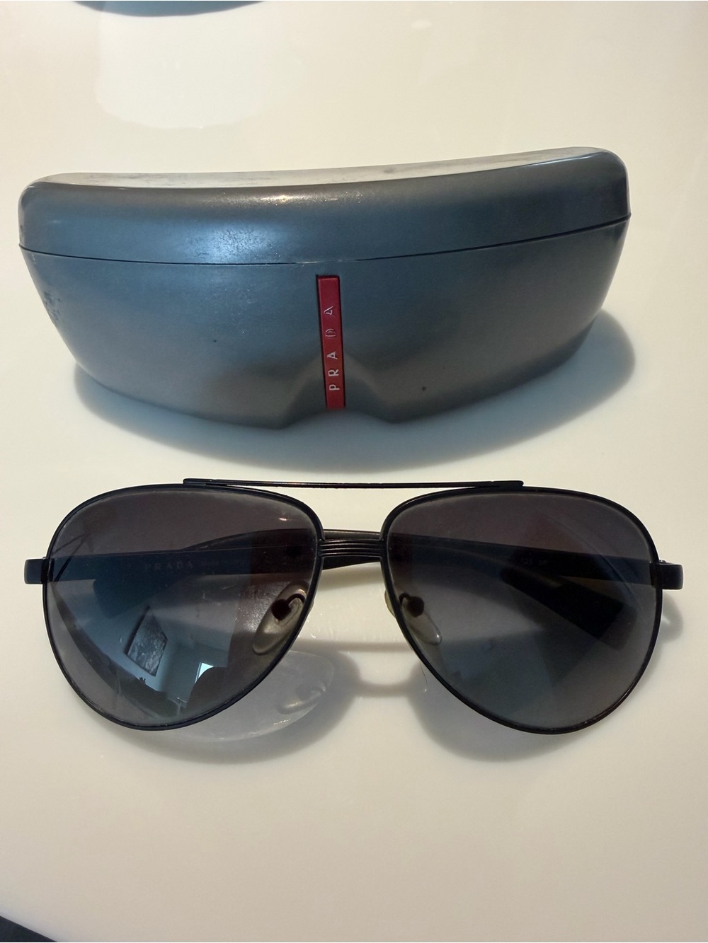 Prada Men’s Black Aviator Sunglasses with Case